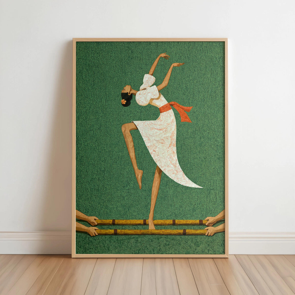 Filipino Tinikling Dance Fine Art Print, Traditional Bamboo Dancer Wall Decor, Philippines Culture Print, Filipina Woman & Sampaguita Flower