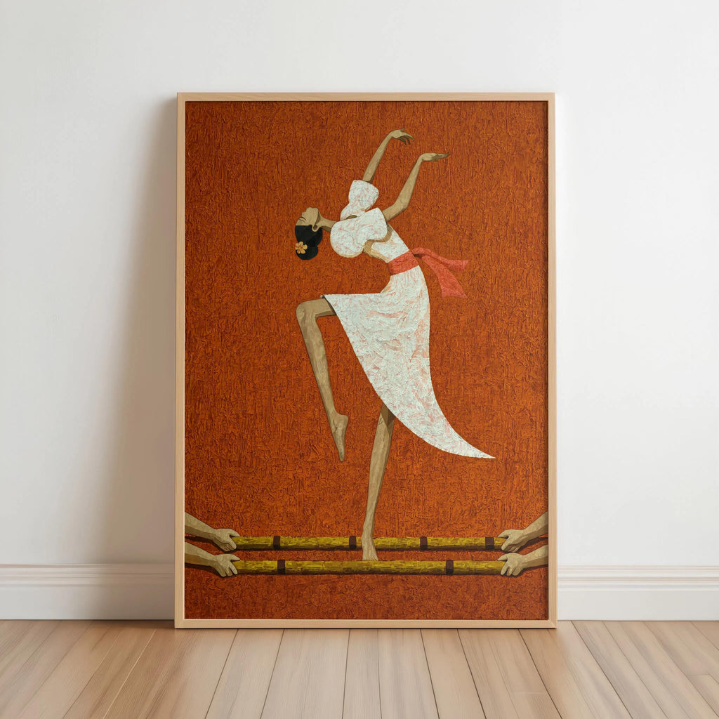 Filipino Tinikling Dance Fine Art Print, Traditional Bamboo Dancer Wall Decor, Philippines Culture Print, Filipina Woman & Sampaguita Flower