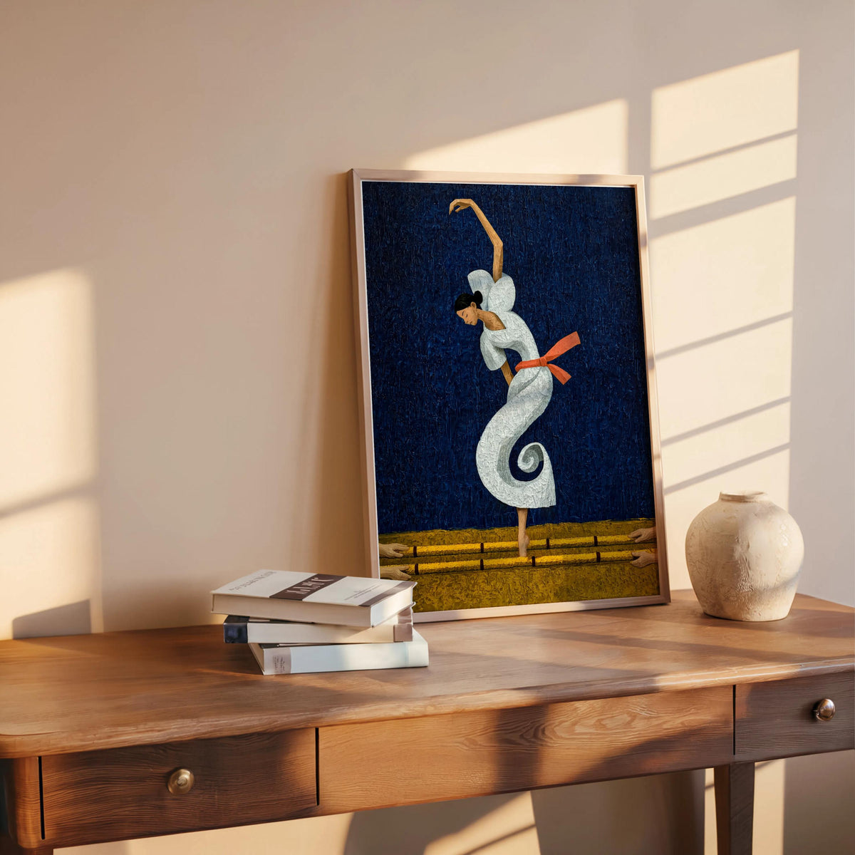 Filipina Woman Dancing Tinikling Poster, Traditional Bamboo Dance Print, Philippines Cultural Heritage Fine Art,  Vibrant Asian Ballerina