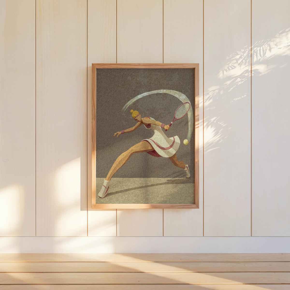 Abstract Tennis Player Wall Art, Vintage Sports Print, Pink Athlete Poster, Retro Racket Decor, Country Club Aesthetic, Preppy Woman Gift