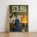 It's All Under Control Retro Kitchen Poster, Funny Black Man 1950s Vintage Wall Art, Cooking Humor Print, Afrocentric African American Decor