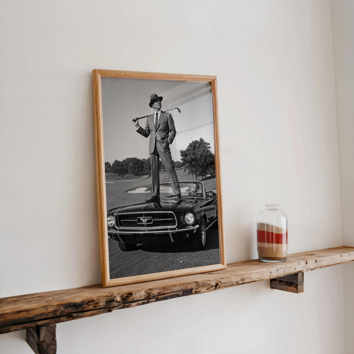 Classic Car and Golf Wall Art, Retro Mustang Photography, Elegant Gentleman Print, Luxury Office & Study Decor, Funny Golfer Gift, Man Cave