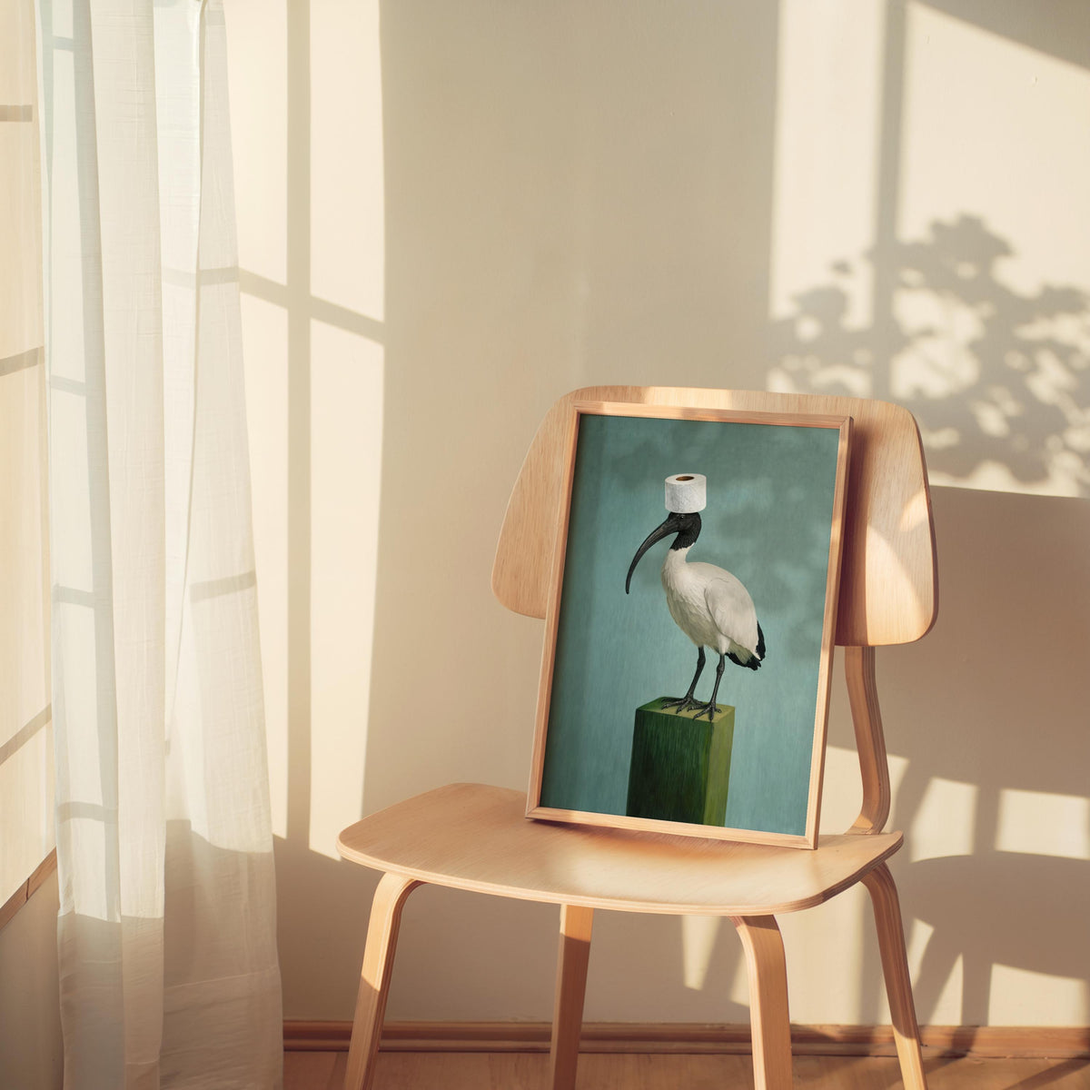 Funny Bin Chicken Art Print, Toilet Humor print, Surreal Australian Ibis Painting, Quirky Bird Wall Decor, Bathroom Housewarming Gift