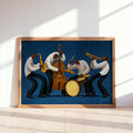 Vibrant Jazz Orchestra Print, Abstract African American Music Wall Art, Afrocentric Black Culture Poster, Mid Century Jazz Band Decor