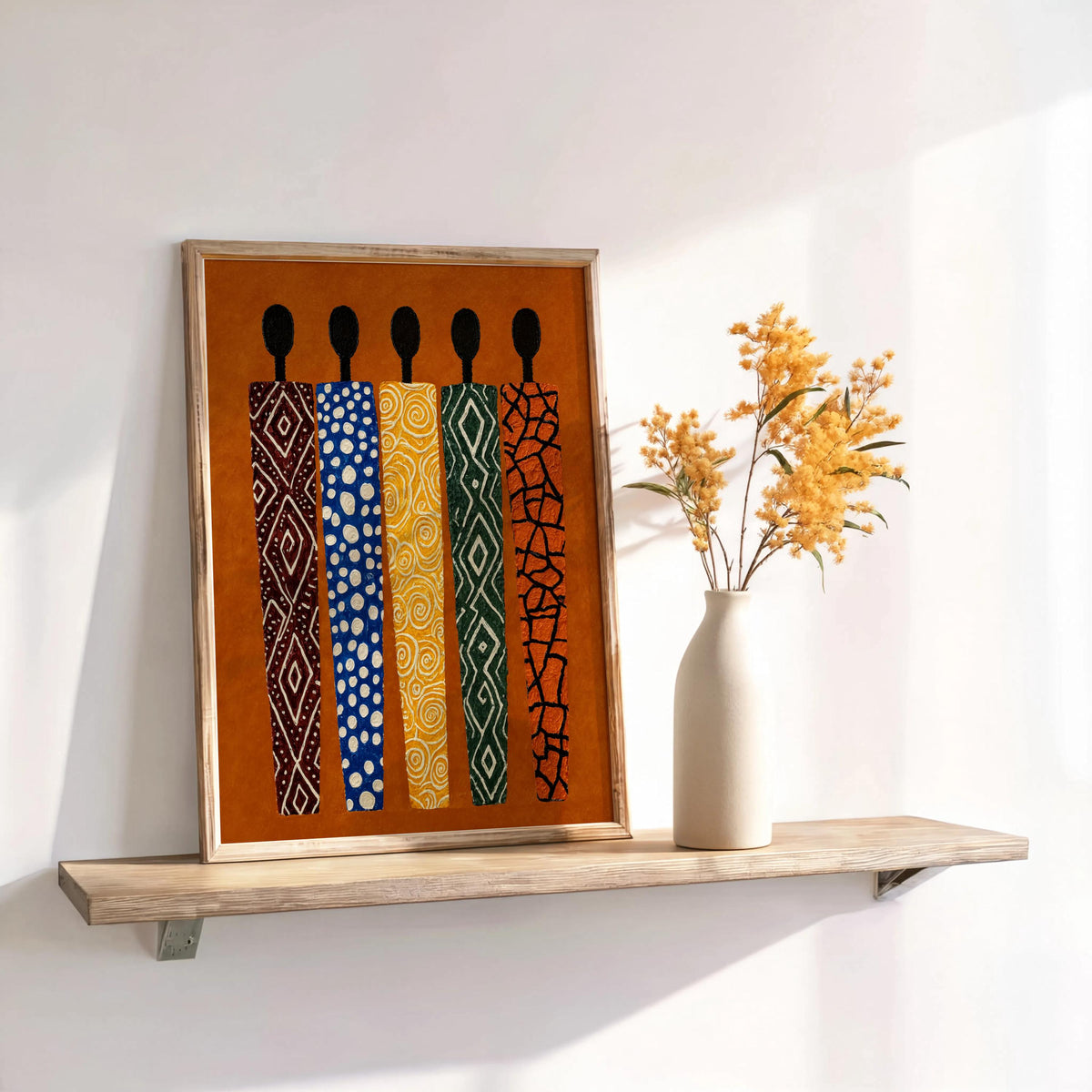 African Abstract Print, Ethnic Tribal Figures Decor, Afrocentric Figurative Black People Wall Art, Modern Vibrant Cultural Afro Painting