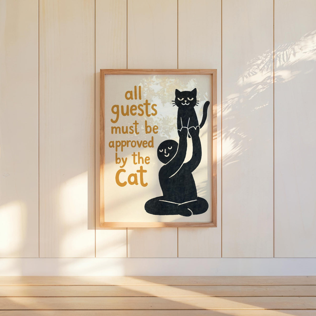 Funny Cat Typography Wall Art, All Guests Must Be Approved By The Cat Poster, Humorous House Rules Decor, Pet Lover Gift, Quirky Home Print