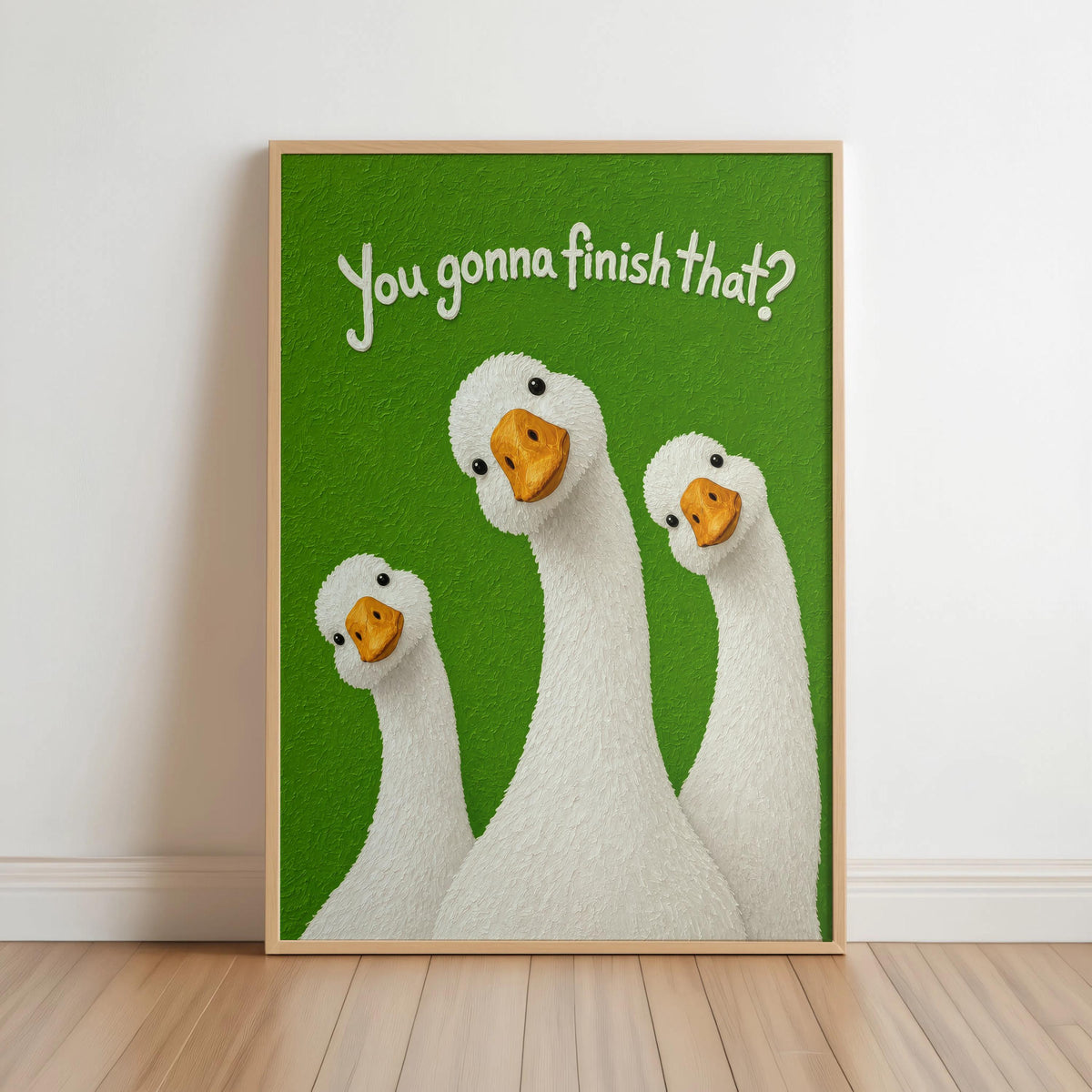 Silly Goose Print, You Gonna Finish That Poster, Funny Goose Kitchen Decor, Food Humor Quote Wall Art, Dining Room Print, Quirky Bird Gift