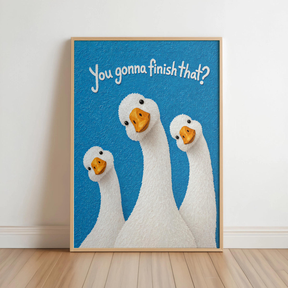 Silly Goose Print, You Gonna Finish That Poster, Funny Goose Kitchen Decor, Food Humor Quote Wall Art, Dining Room Print, Quirky Bird Gift