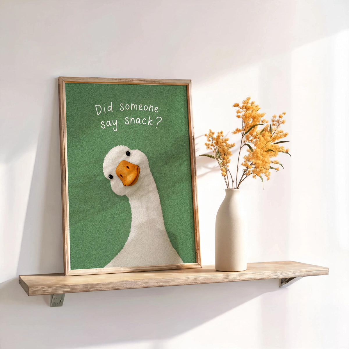 Funny Did Someone Say Snack Goose Kitchen Sign, Quirky Dinner Room Decor, Humorous Silly Animal Wall Art, Foodie Gift, Breakfast Nook Print