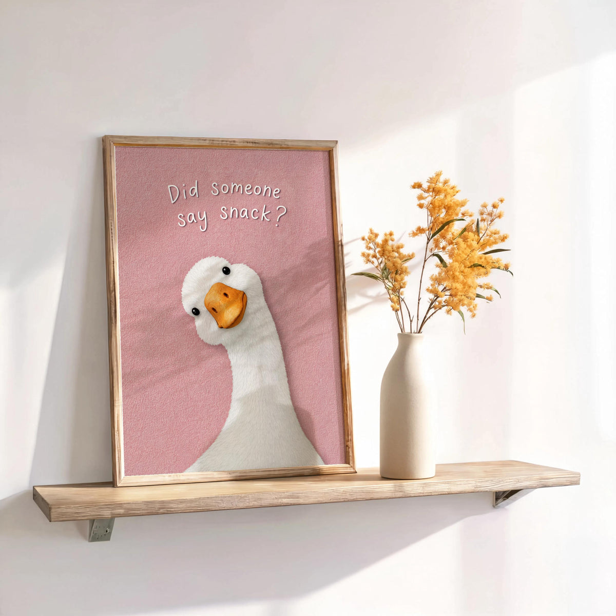Funny Did Someone Say Snack Goose Kitchen Sign, Quirky Dinner Room Decor, Humorous Silly Animal Wall Art, Foodie Gift, Breakfast Nook Print