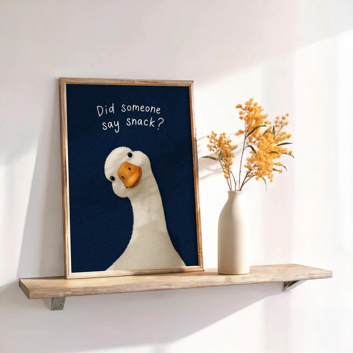 Funny Did Someone Say Snack Goose Kitchen Sign, Quirky Dinner Room Decor, Humorous Silly Animal Wall Art, Foodie Gift, Breakfast Nook Print