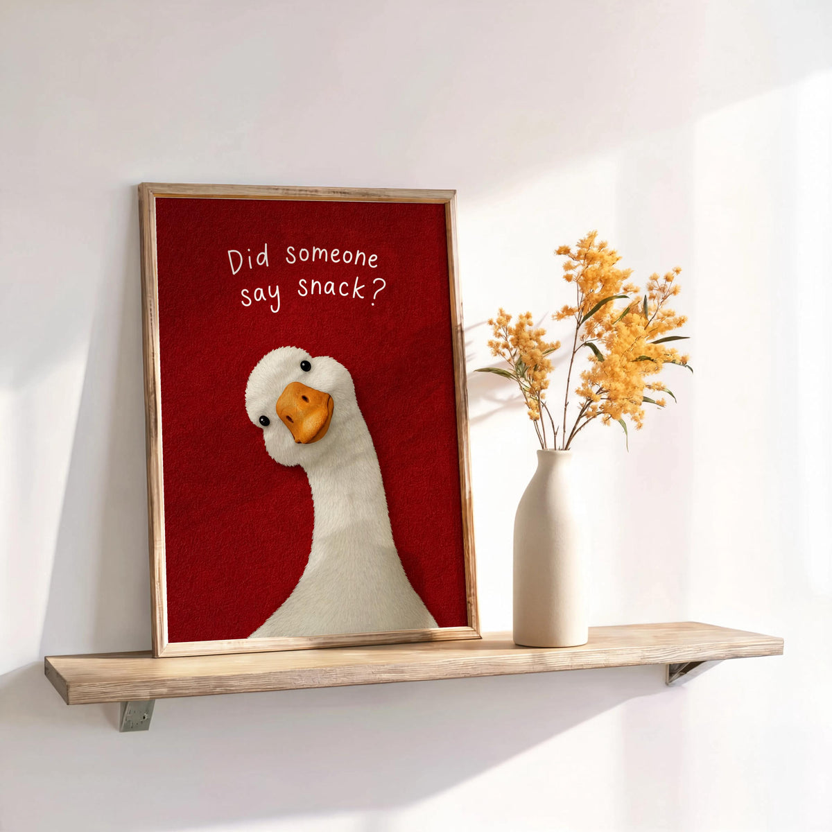 Funny Did Someone Say Snack Goose Kitchen Sign, Quirky Dinner Room Decor, Humorous Silly Animal Wall Art, Foodie Gift, Breakfast Nook Print