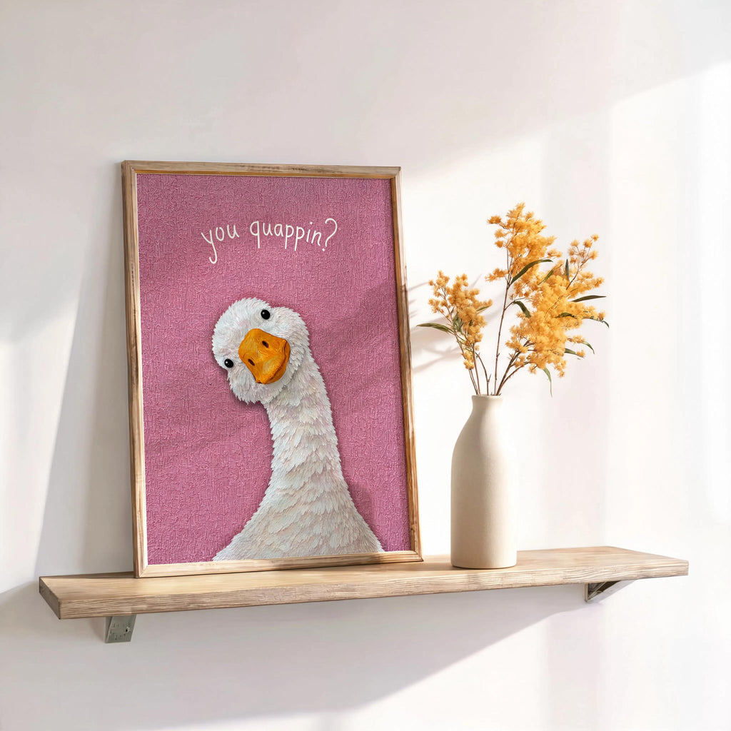 You Quappin Funny Goose Print, Silly Toilet Decor, Whimsical Bird Poster, Country Home Bathroom Wall Art, Farmhouse Farm Animal Gift
