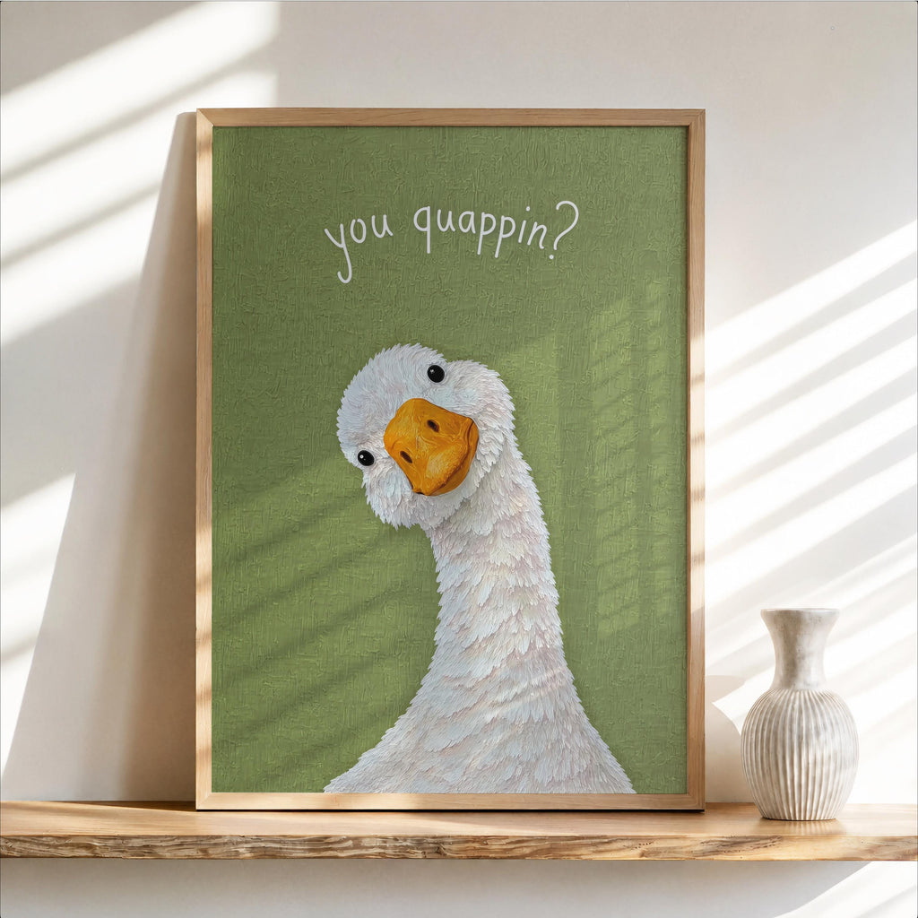 You Quappin Funny Goose Print, Silly Toilet Decor, Whimsical Bird Poster, Country Home Bathroom Wall Art, Farmhouse Farm Animal Gift