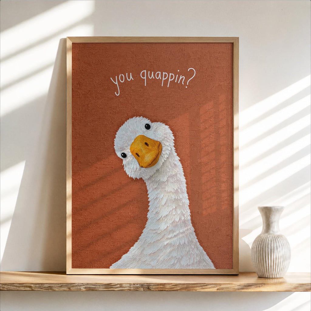 You Quappin Funny Goose Print, Silly Toilet Decor, Whimsical Bird Poster, Country Home Bathroom Wall Art, Farmhouse Farm Animal Gift