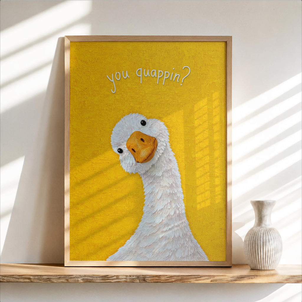 You Quappin Funny Goose Print, Silly Toilet Decor, Whimsical Bird Poster, Country Home Bathroom Wall Art, Farmhouse Farm Animal Gift