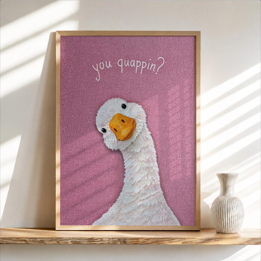 You Quappin Funny Goose Print, Silly Toilet Decor, Whimsical Bird Poster, Country Home Bathroom Wall Art, Farmhouse Farm Animal Gift