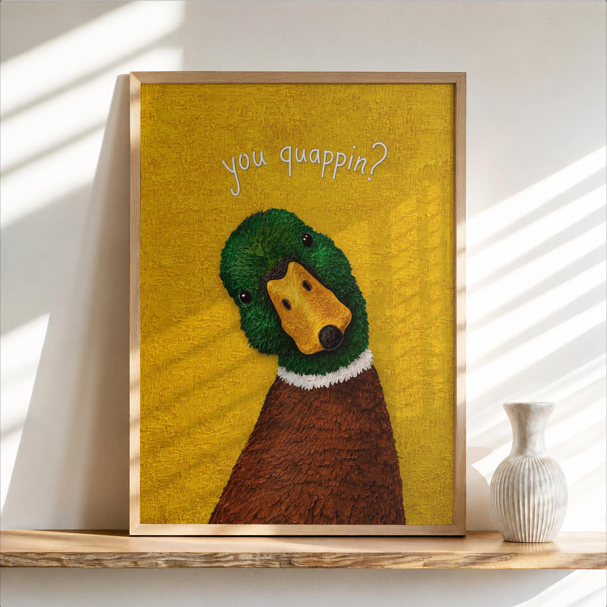 Funny You Quapin Duck Print, Poster, Quirky Toilet Decor, Vintage Bird Bathroom Wall Art, Country Restroom Painting, Mallard Lover Gift
