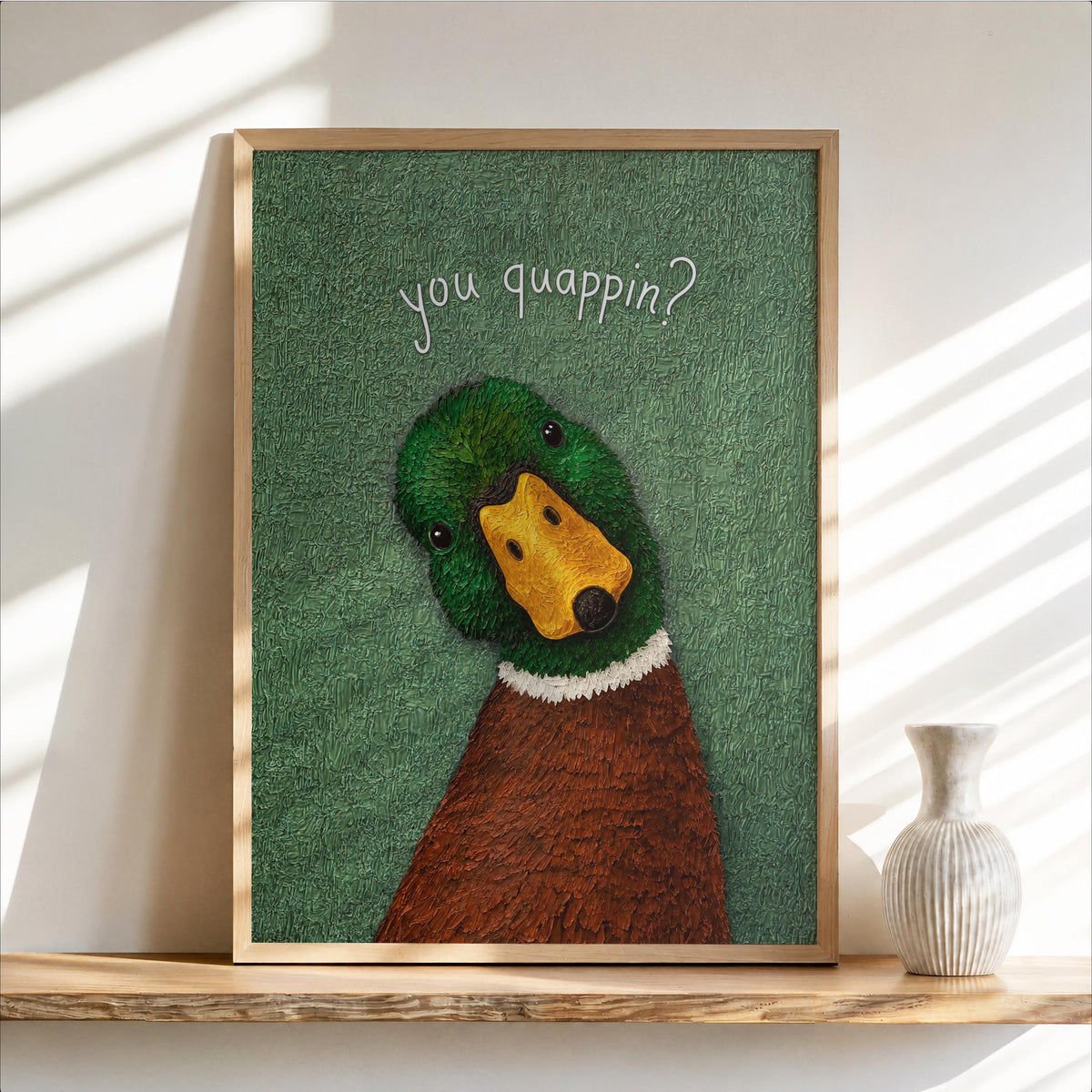 Funny You Quapin Duck Print, Poster, Quirky Toilet Decor, Vintage Bird Bathroom Wall Art, Country Restroom Painting, Mallard Lover Gift