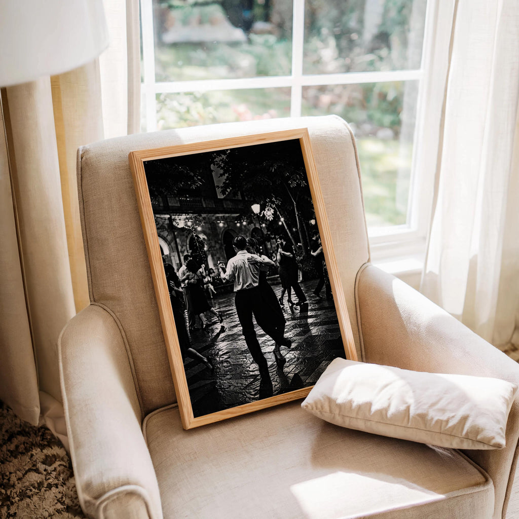 Tango Dancers Couple Print, Black White Dramatic Night Photography, Romantic Dance Poster, Latin Couple, Vintage Latino Culture Wall Art