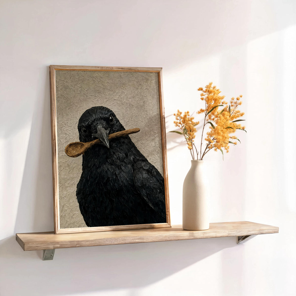 Crow Print, Funny Kitchen Poster, Halloween Spooky Bird Wall Art, Gothic Home Decor, Whimsical Creepy Cute Gift, Dark Witchy Cottage Style