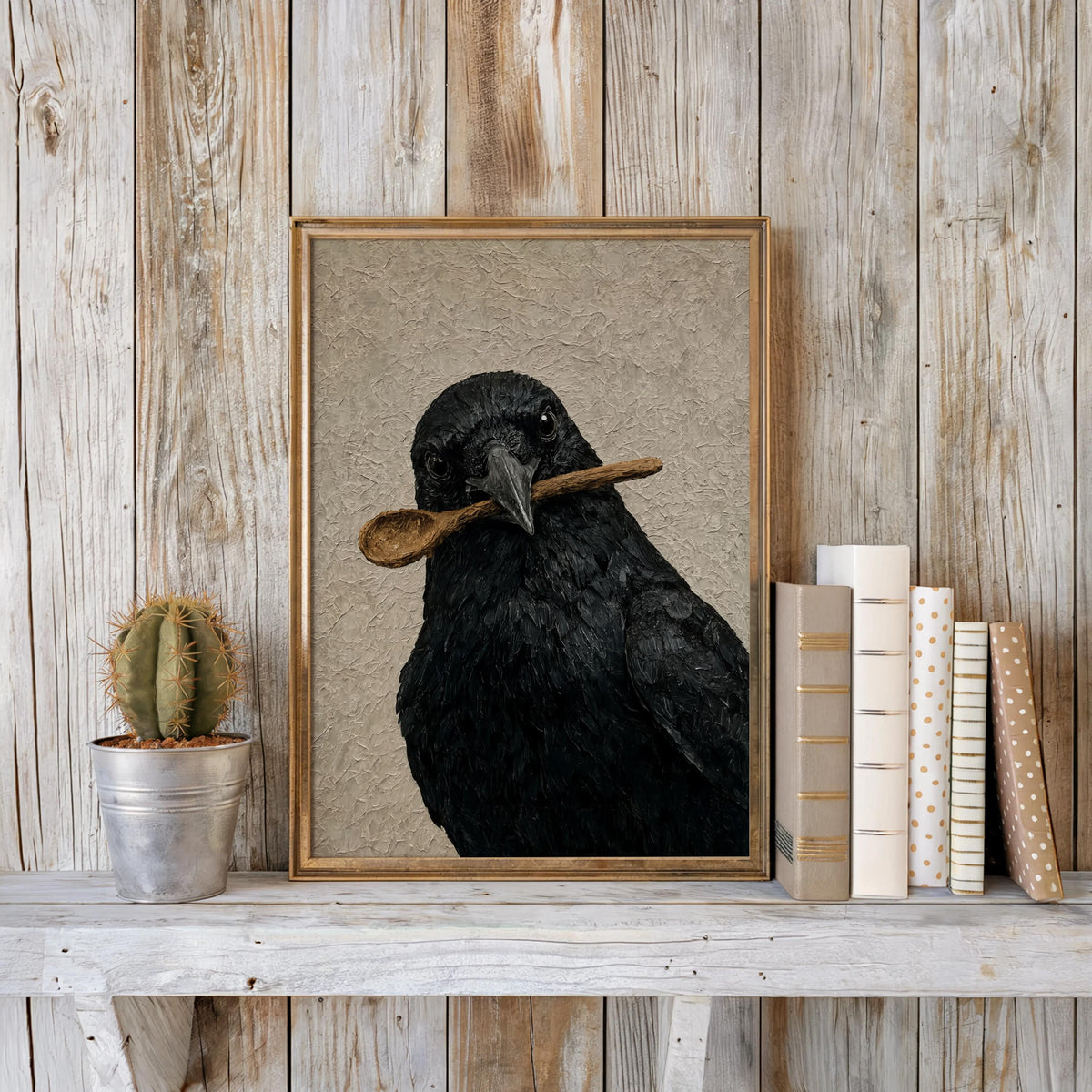 Crow Print, Funny Kitchen Poster, Halloween Spooky Bird Wall Art, Gothic Home Decor, Whimsical Creepy Cute Gift, Dark Witchy Cottage Style