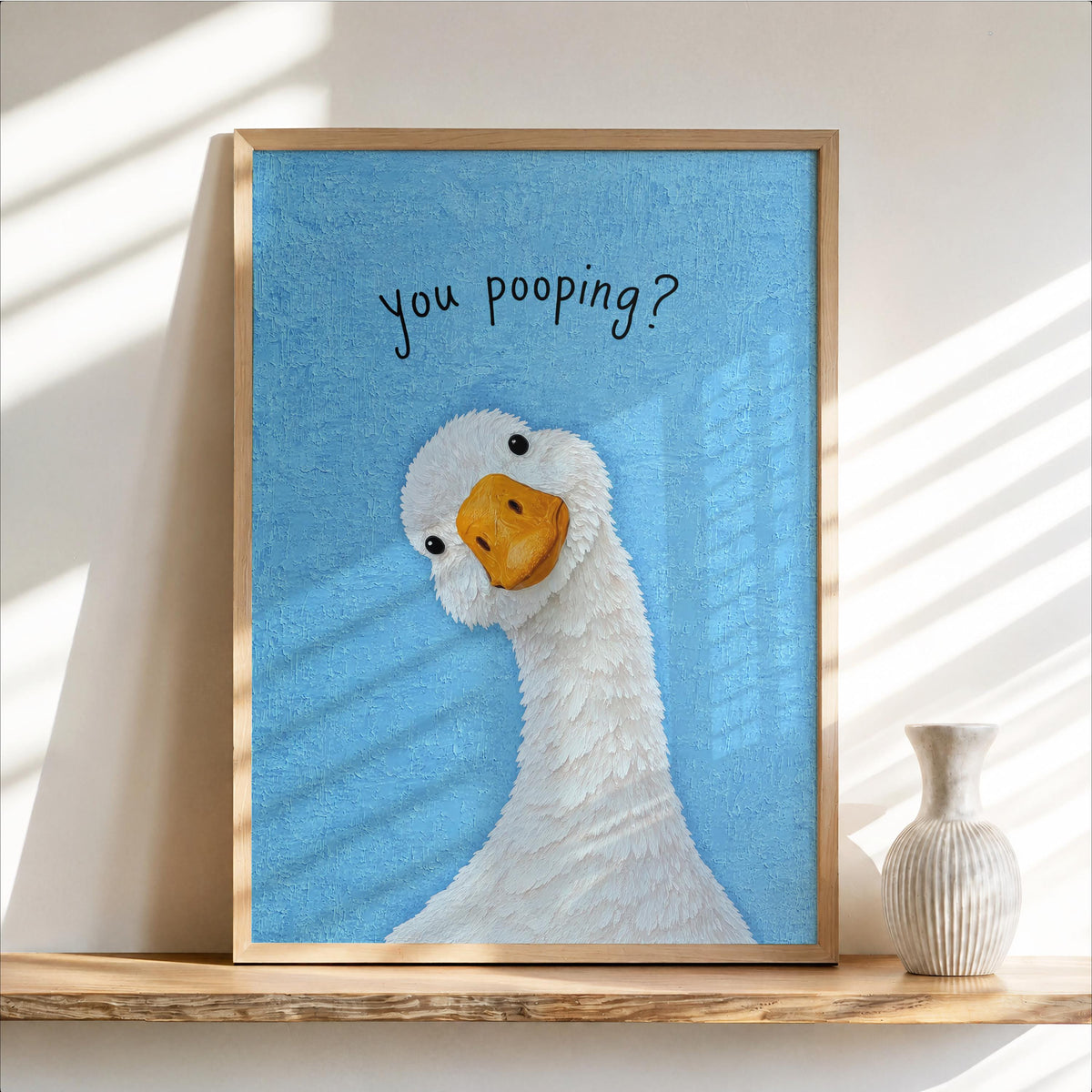Funny You Poopin Goose Bathroom Sign, Quirky Quirky Restroom Decor, Humorous Farm Animal Poster, Geese Wall Art Print Gift