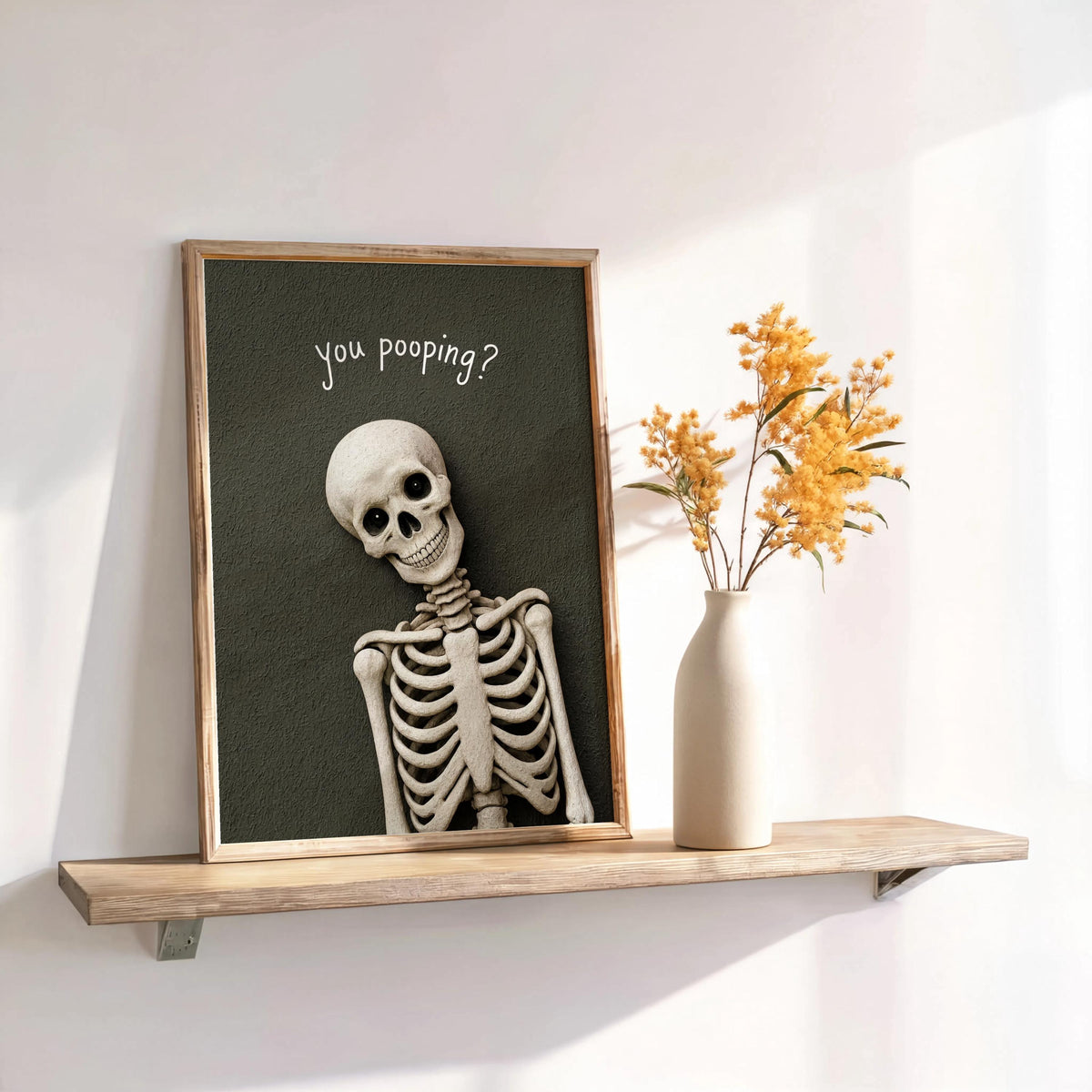Are you poopinng Skeleton Toilet Humor Print, Funny Skull Bathroom Wall Art, Spooky Restroom Decor, Quirky Halloween Accent, Goth Home Gift