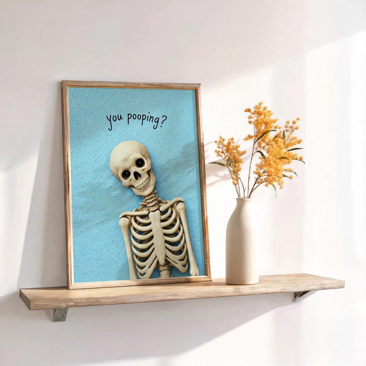 Are you poopinng Skeleton Toilet Humor Print, Funny Skull Bathroom Wall Art, Spooky Restroom Decor, Quirky Halloween Accent, Goth Home Gift