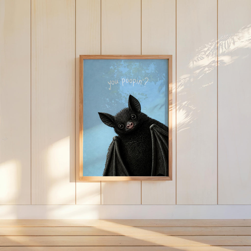 You Poopin? Bat Halloween Print, Funny Toilet Wall Art, Witchy Restroom Poster, Gothic Creepy Cute Decor, Quirky Dark Bathroom Gift