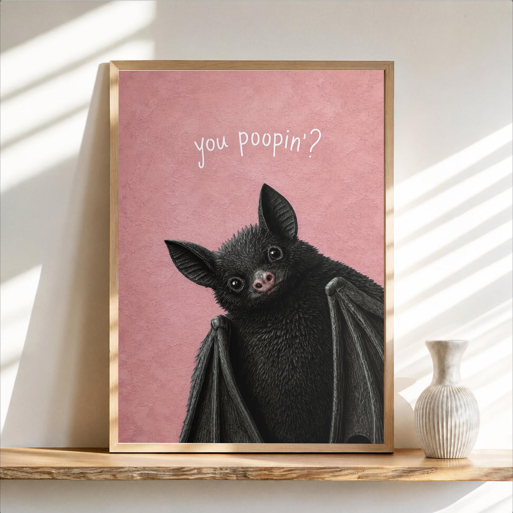 You Poopin? Bat Halloween Print, Funny Toilet Wall Art, Witchy Restroom Poster, Gothic Creepy Cute Decor, Quirky Dark Bathroom Gift