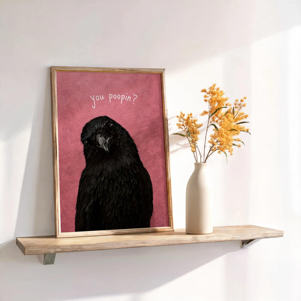 Funny Crow Poster, Halloween Bathroom Art, You Pooping Toilet Print, Black Bird Wall Art, Fall Restroom Decor, Witchy Spooky Gift
