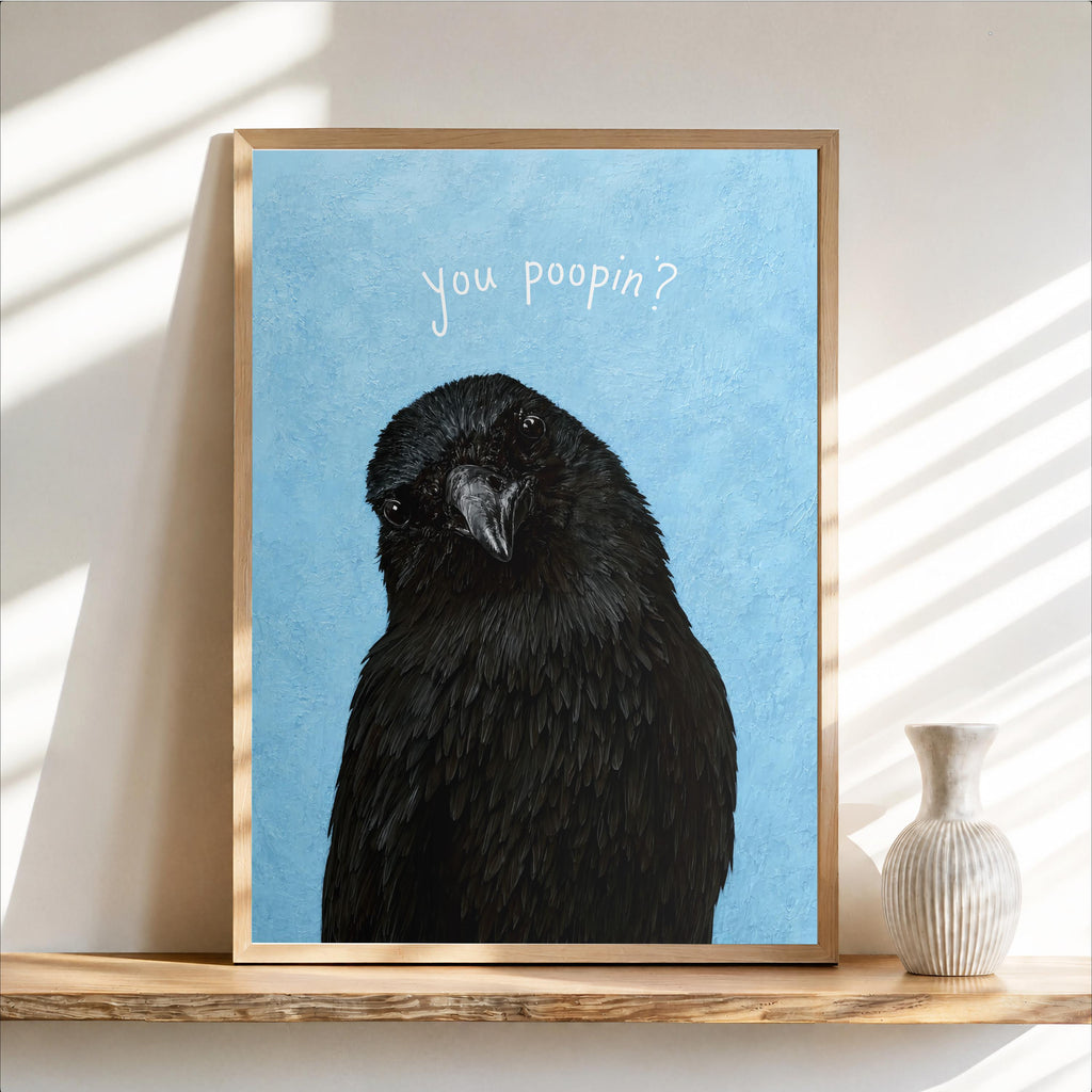 Funny Crow Poster, Halloween Bathroom Art, You Pooping Toilet Print, Black Bird Wall Art, Fall Restroom Decor, Witchy Spooky Gift