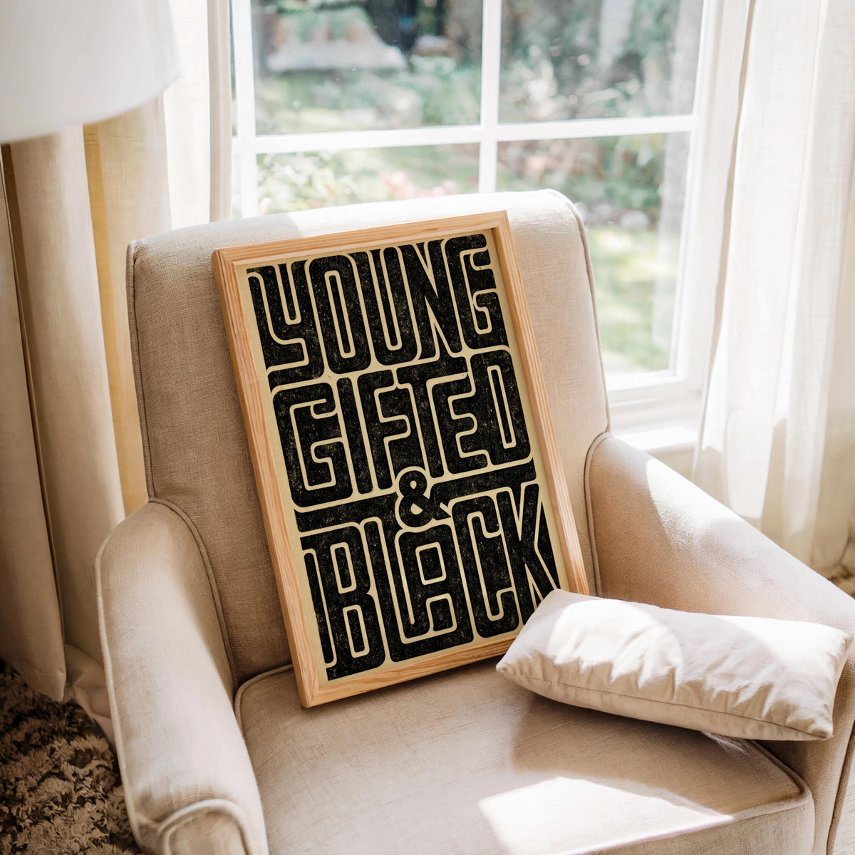 Young Gifted & Black Print, Afrocentric Wall Art, Bold Typography Poster, Black Pride Quote, Afro Cultural Statement, Retro Graphic Decor
