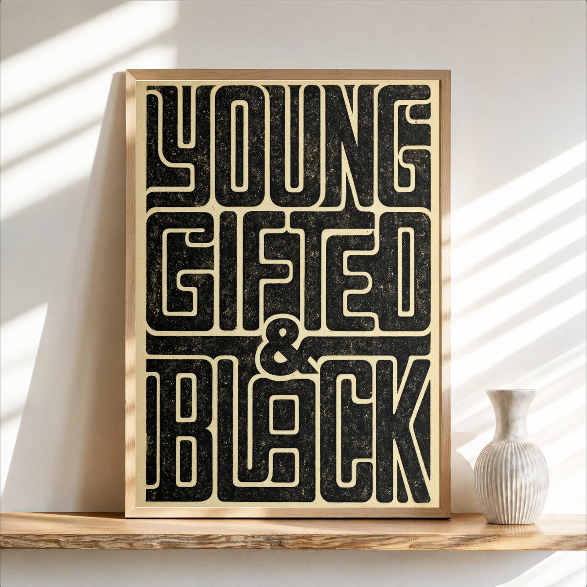 Young Gifted & Black Print, Afrocentric Wall Art, Bold Typography Poster, Black Pride Quote, Afro Cultural Statement, Retro Graphic Decor