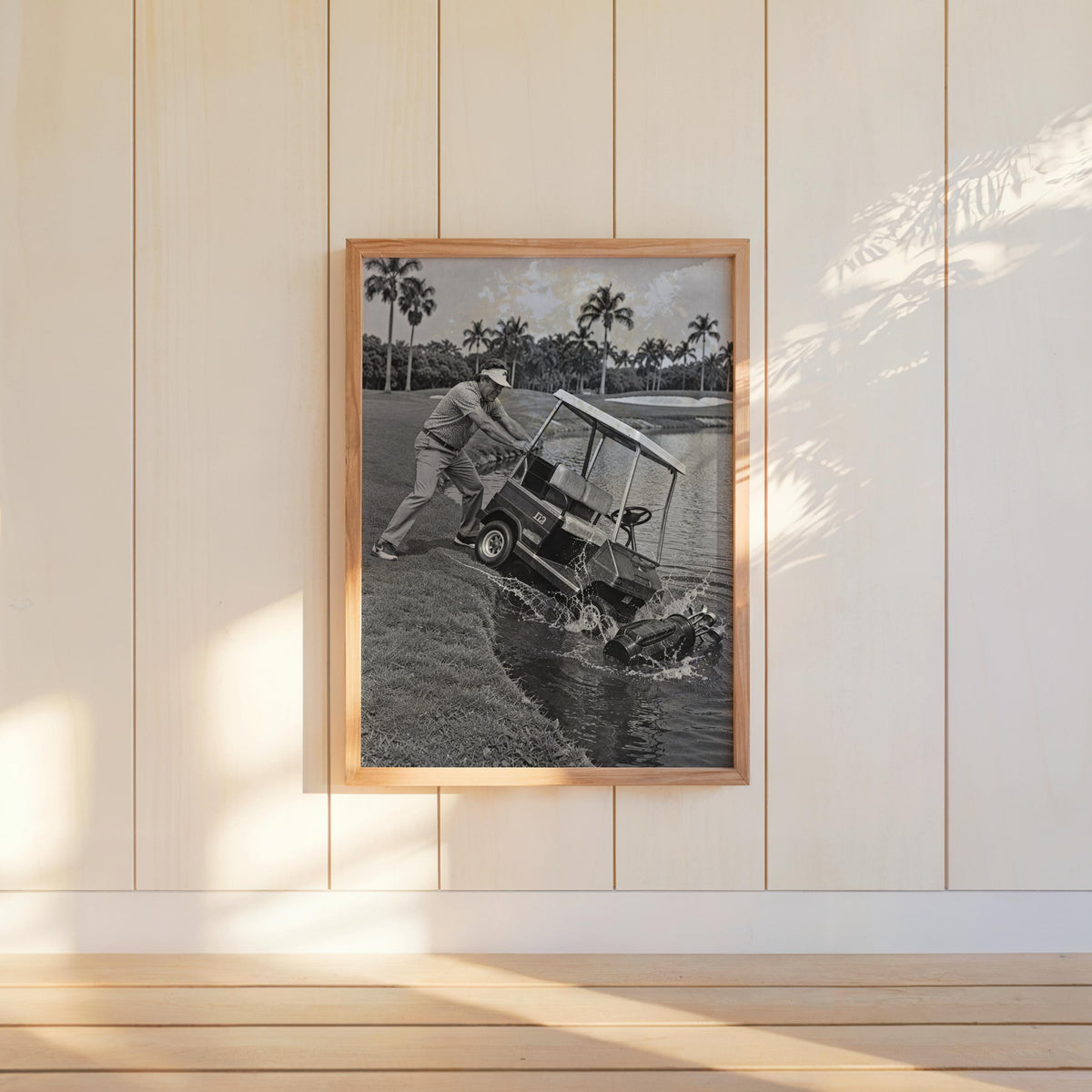 Angry Golfer Print, Funny Golf Cart Wall Art, Vintage Black and White Photography, Frustrated Golfer Gift, Man Cave Decor