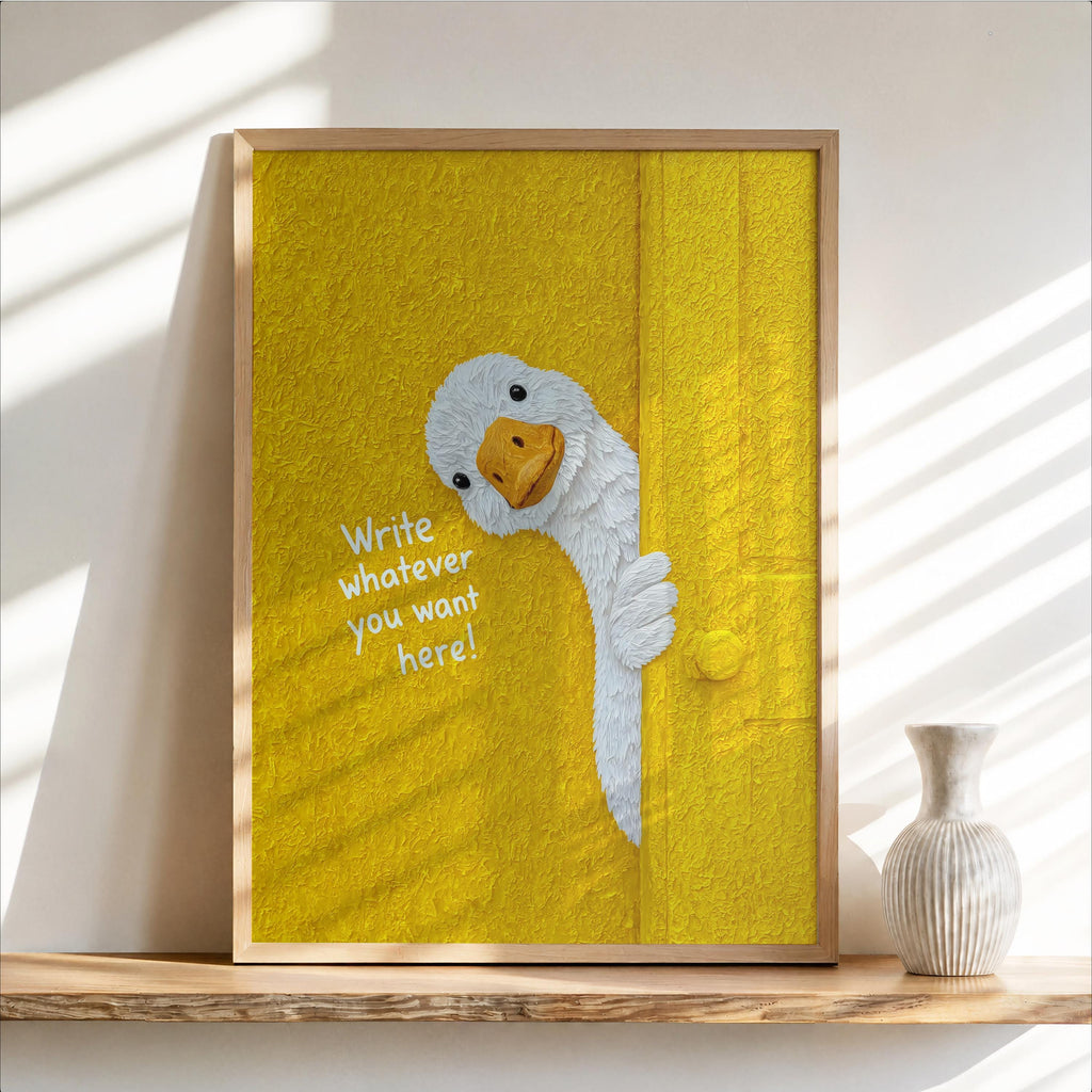 Custom You pooping Funny Duck Bathroom Print, Choose Own Text, Quappin Goose Personalized Quote, Quirky Toilet Wall Art, Typography Set of 3