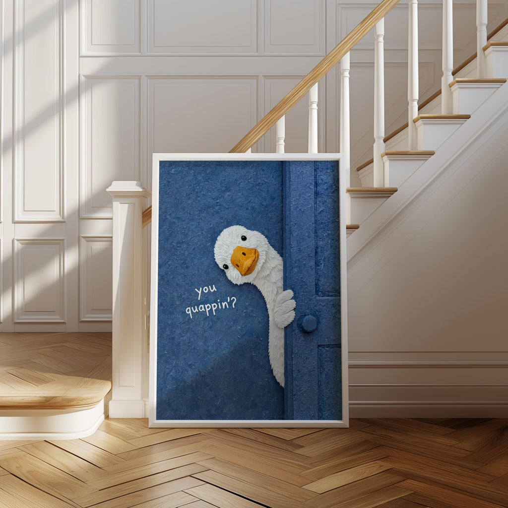 Custom You pooping Funny Duck Bathroom Print, Choose Own Text, Quappin Goose Personalized Quote, Quirky Toilet Wall Art, Typography Set of 3