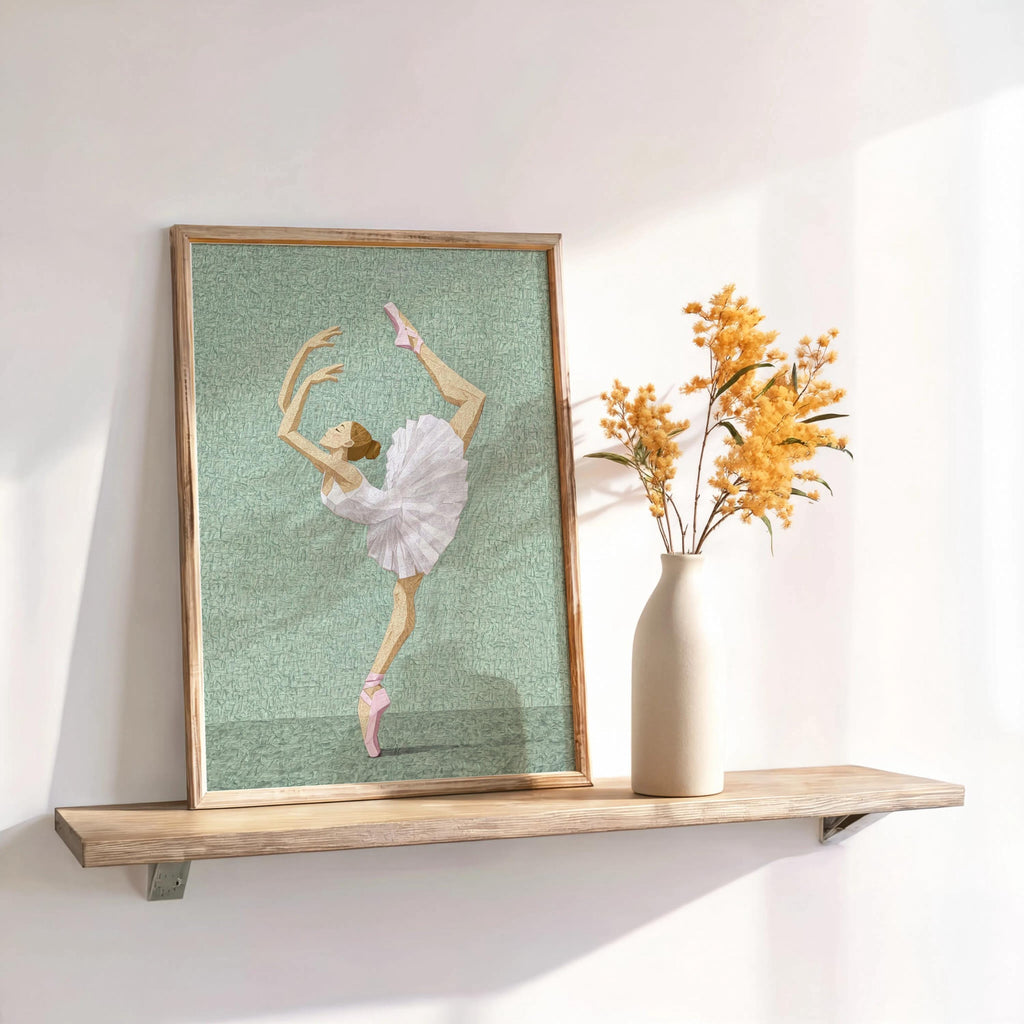 Ballerina Print, Girly Ballet Nursery Decor, Abstract Classical Dancer Poster, Pastel Feminine Bedroom Decor, Preppy Gift for Dancing Queen