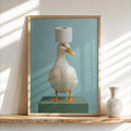 Quirky Duck Toilet Art Print, Whimsical Bird Poster, Funny Guest Bathroom Restroom Decor, Surreal Photo, Animal Lover Housewarming Gift