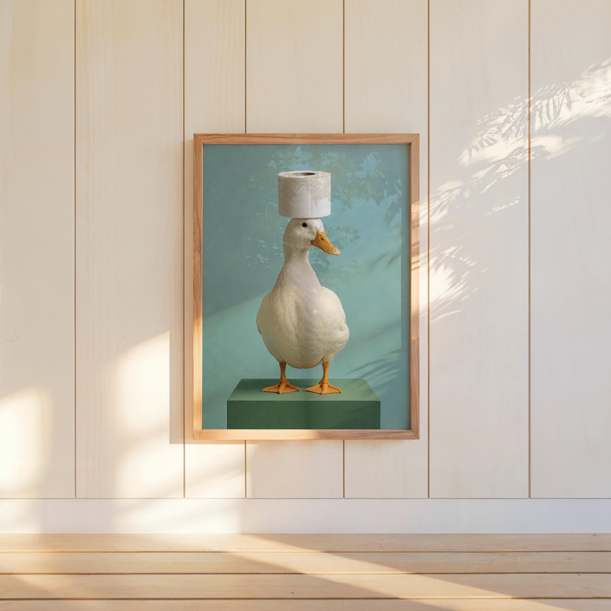 Quirky Duck Toilet Art Print, Whimsical Bird Poster, Funny Guest Bathroom Restroom Decor, Surreal Photo, Animal Lover Housewarming Gift