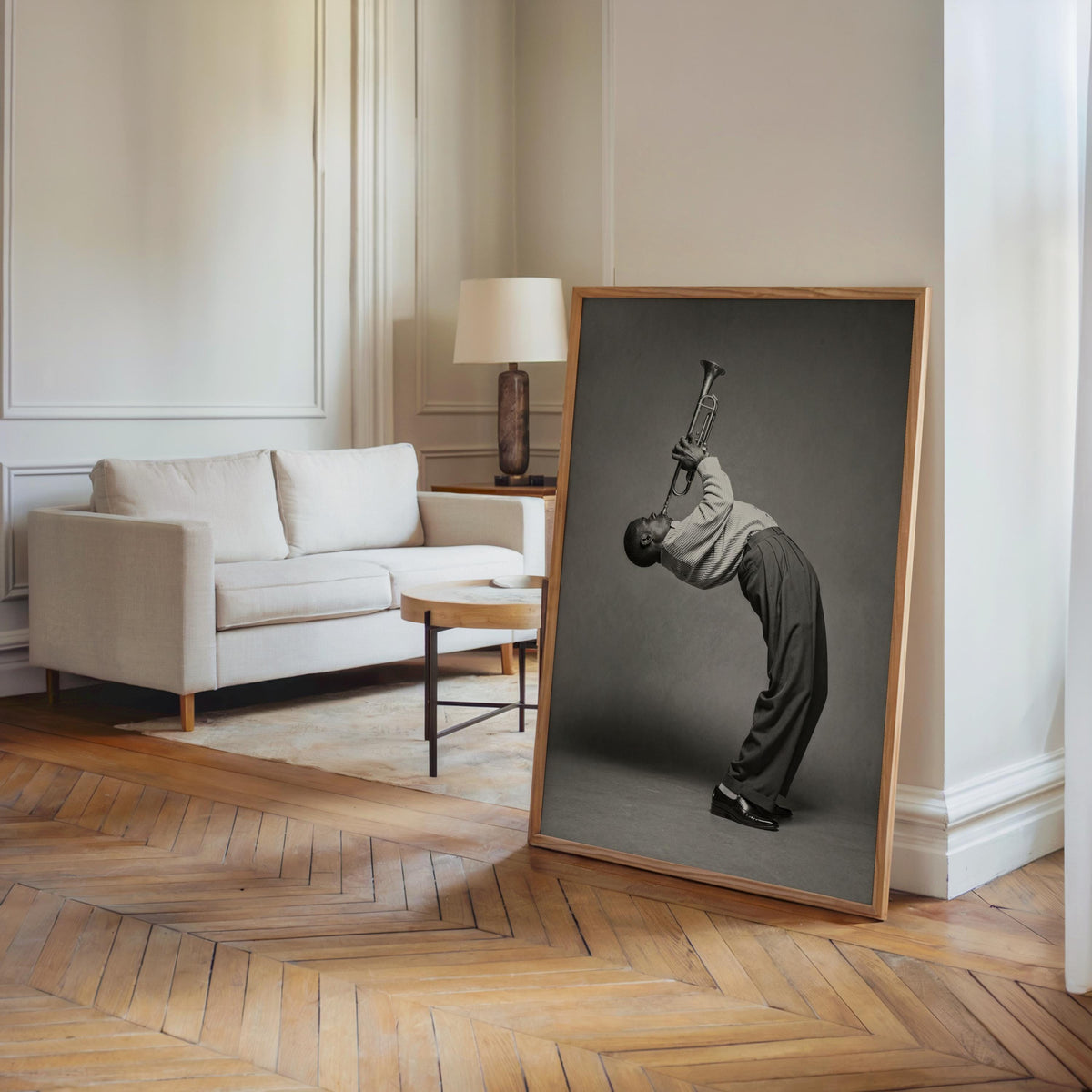 Funny Trumpet Player Wall Art, Jazz Music Poster, Black White African American Musician Print, Vintage Afrocentric Decor, Instrument Photo