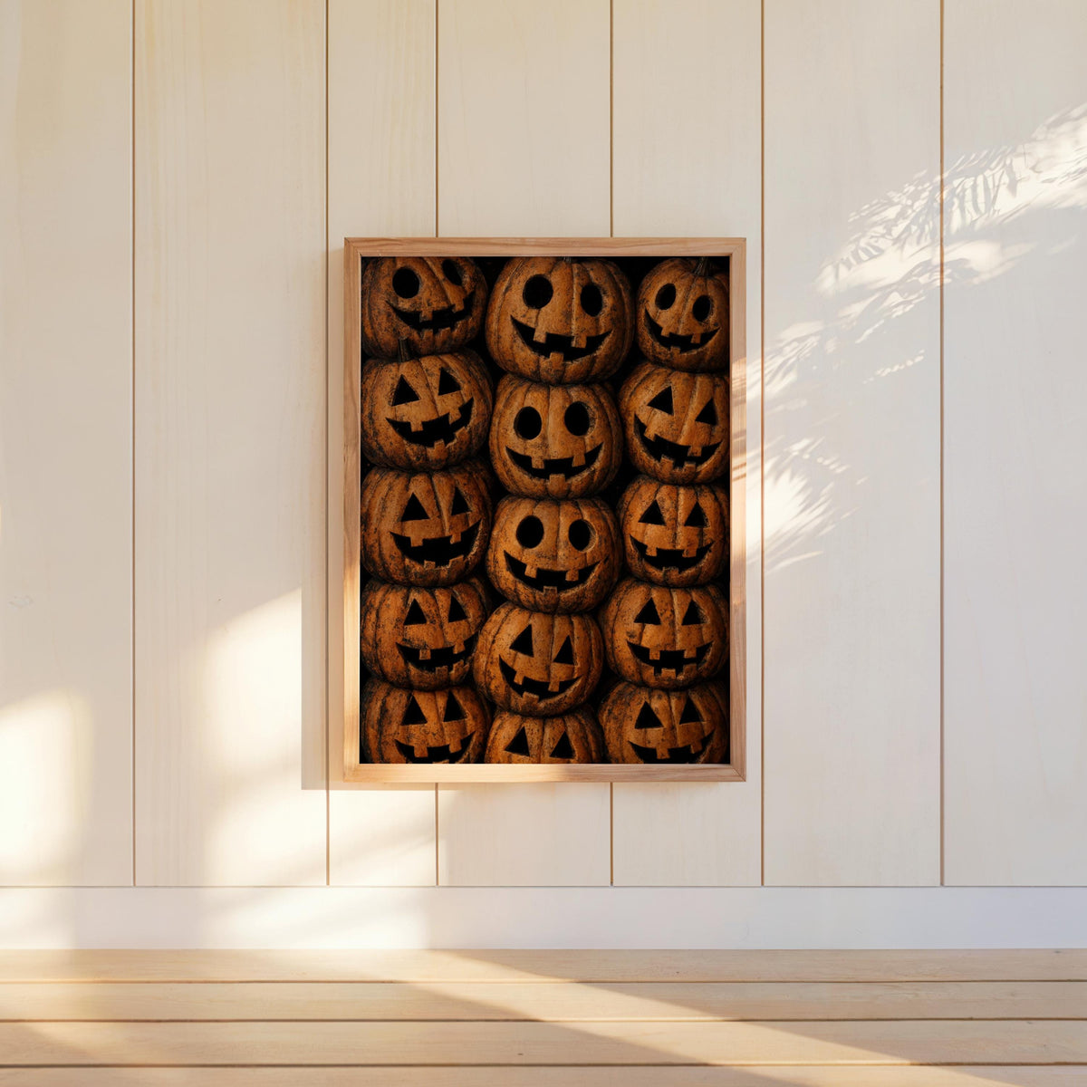 Halloween Pumpkin Print, Jack O Lantern Wall Art, Vintage Halloween Pattern Decor, Spooky Trick Or Treat Poster, Autumn Fall Painting
