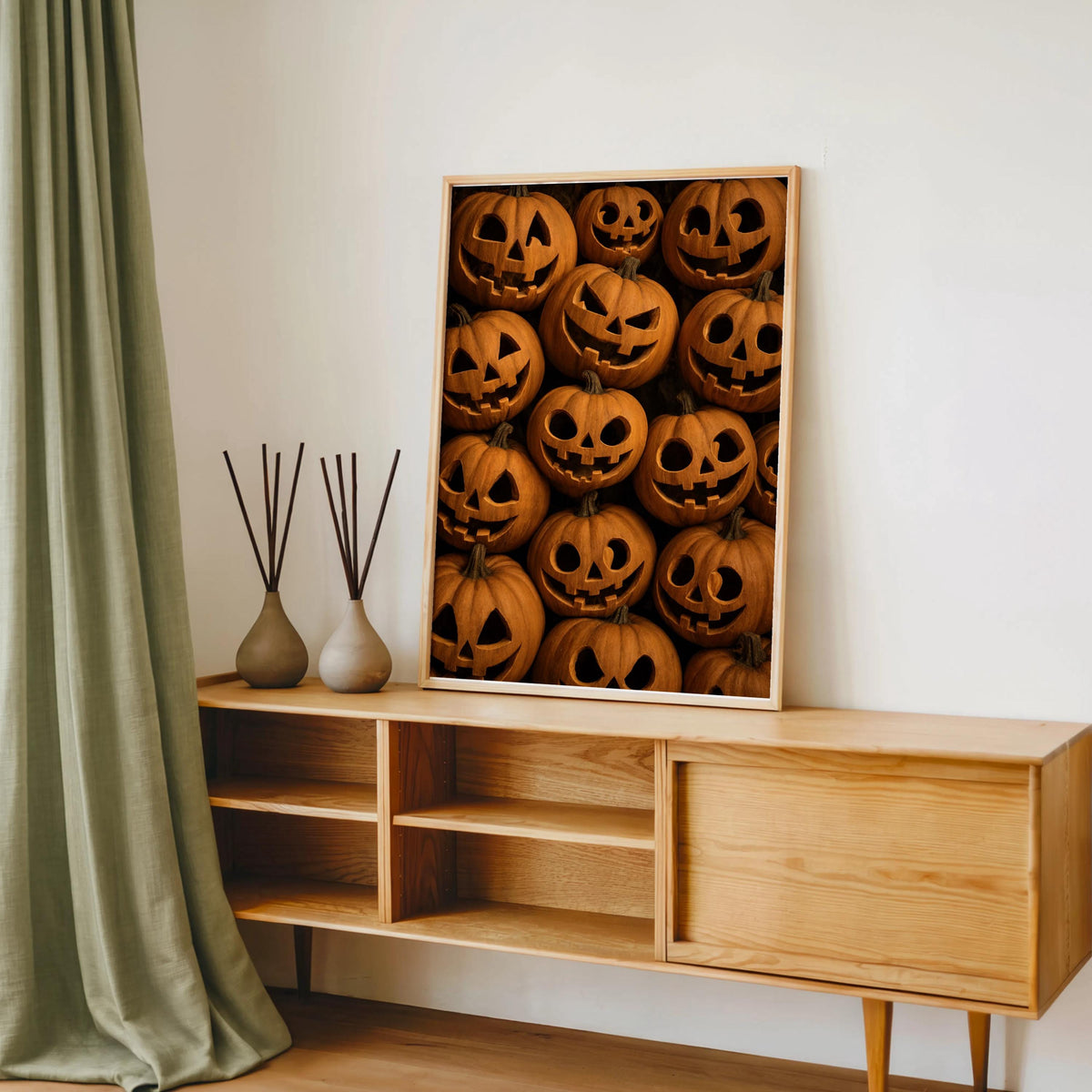 Jack O Lantern Print, Halloween Pumpkin Wall Art, Retro Halloween Pattern Poster, Spooky Trick Or Treat Decor, Vintage Autumn Fall Painting