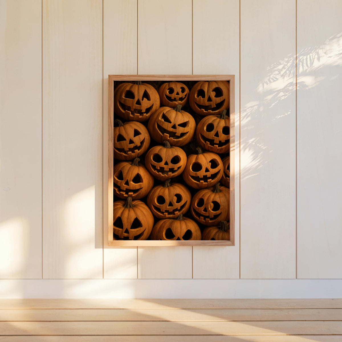 Jack O Lantern Print, Halloween Pumpkin Wall Art, Retro Halloween Pattern Poster, Spooky Trick Or Treat Decor, Vintage Autumn Fall Painting