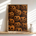 Jack O Lantern Print, Halloween Pumpkin Wall Art, Retro Halloween Pattern Poster, Spooky Trick Or Treat Decor, Vintage Autumn Fall Painting