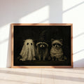 Dark Vintage Halloween Raccoons Wall Art, Funny Raccoon Halloween Print, Witchy Animal Portrait, Gothic Fall Decor, Cute Spooky Painting