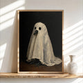 Ghost Crow Painting, Gothic Halloween Wall Art, Spooky Raven Poster, Dark Vintage Print, Haunted Bird Portrait, Witchy Home Decor