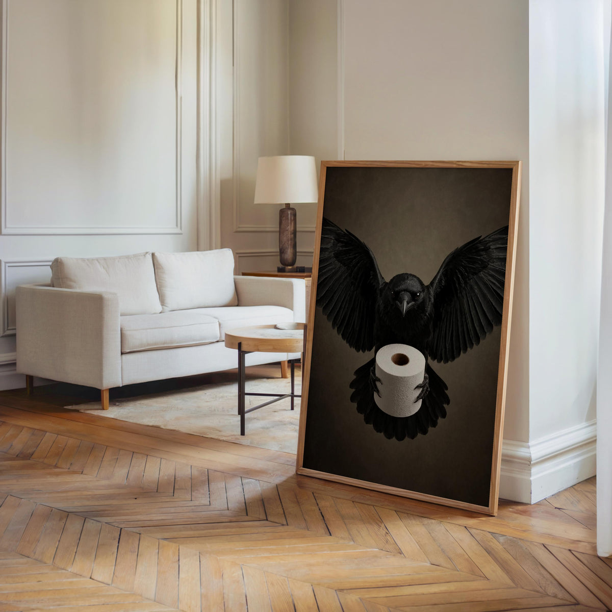 Crow Toilet Paper Print, Gothic Bathroom Wall Art, Funny Halloween Raven Decor, Dark Bird Poster, Spooky Restroom Gift, Moody Whimsigoth Art