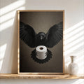 Crow Toilet Paper Print, Gothic Bathroom Wall Art, Funny Halloween Raven Decor, Dark Bird Poster, Spooky Restroom Gift, Moody Whimsigoth Art